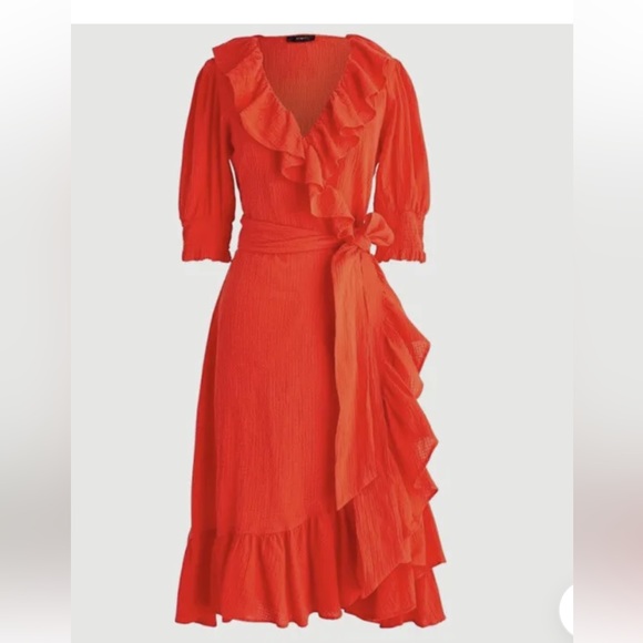J. Crew Crinkle Ruffle Wrap Dress Size XS 100%
Cotton coral - Picture 2 of 9